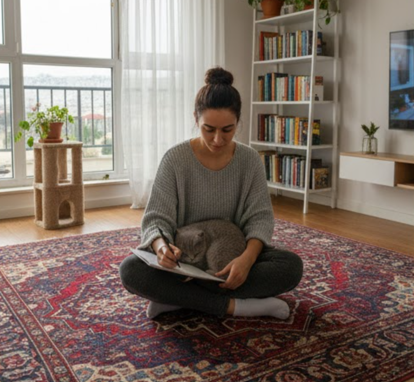Kadıköy Caddebostan kedimle birlikte sakin bayan tasarımcı