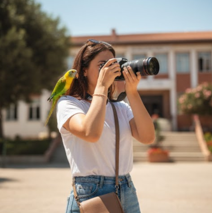 Aydın iletişim fakultesi papağanımla sosyal fotografçı kız