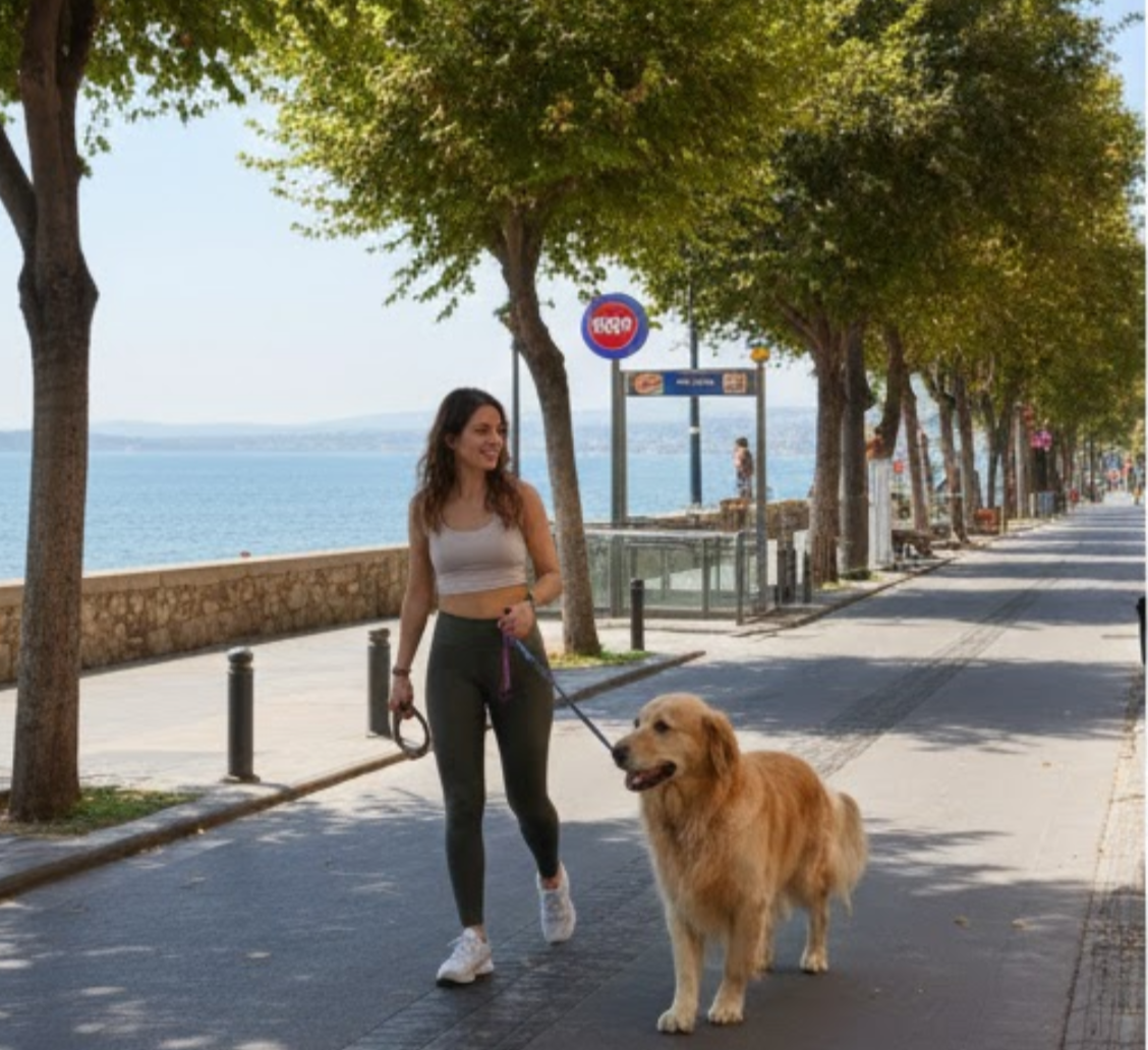 Bayraklı diyetisyen kopegimle saglikli yasam spor yapan bayan